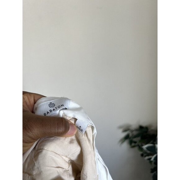 ARITZIA BABATON Day Linen Viscose Blend Pants White Cropped Straight Leg Size 6 - Picture 5 of 6